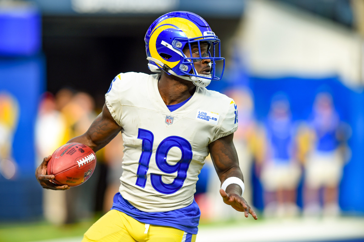 Powell toted the ball into the Rams’ own end zone against Atlanta.
